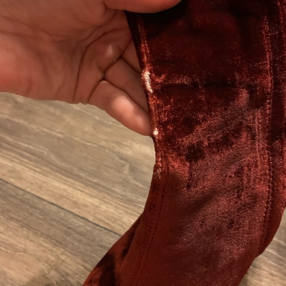 Zara | Burgandy Velvet Boots | Sz 39 (approx 8) - Picture 5 of 8